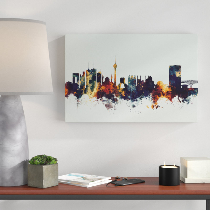 « tehran iran horizon dark iv », reproduction d’art sur toile tendue, H 22 po x l 32 po x P 2 po