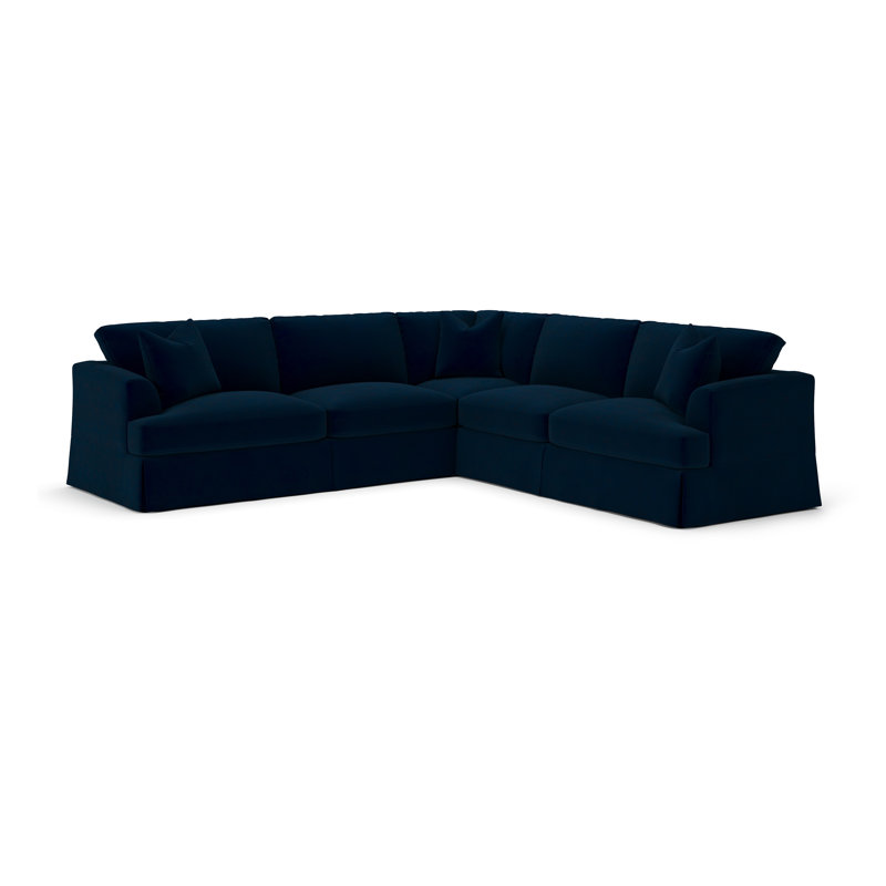 Lucia 4-Piece Slipcovered Sectional, Right Hand Facing, Bella Ink Blue Performance Velvet