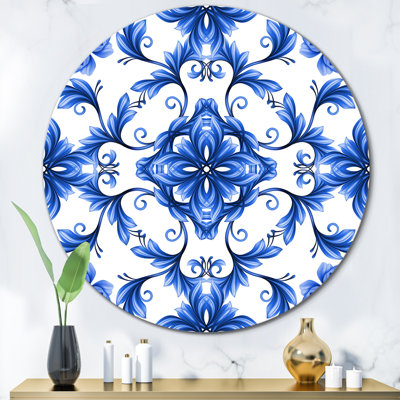 " Abstract Floral Design In Blue And White "