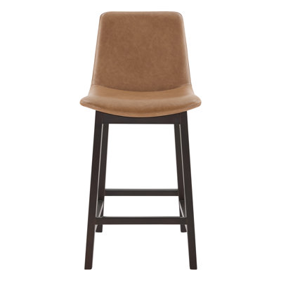 Faux Leather Modern Counter & Bar Stool with Solid Wood Legs