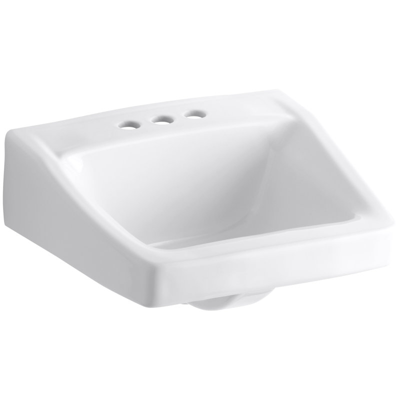 Chesapeake Ceramic 20" Wall Mount Bathroom Sink with Overflow, White