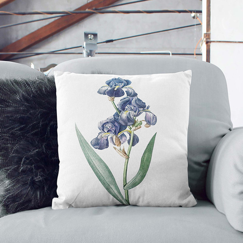 Dalmatian Iris Floral Square Throw Cushion, Stone, 55cm H x 55cm W x 20cm D