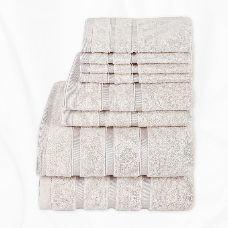  Bamboo 8-piece Towel Set – Warm Sand, Beige
