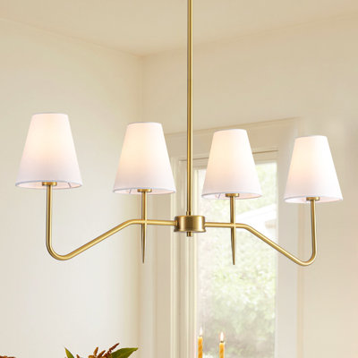 Lustre 4 lumières à abat-jour moderne en tissu 32,3 po Lumora