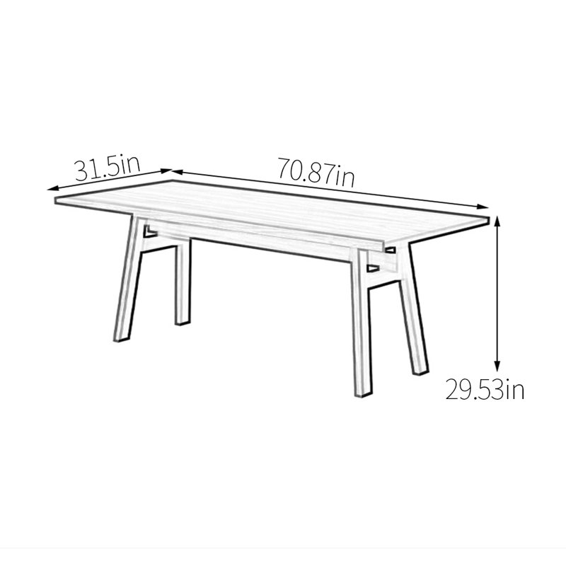 Walnut practical dining table, 29.53"H x 70.87"L x 31.5"W