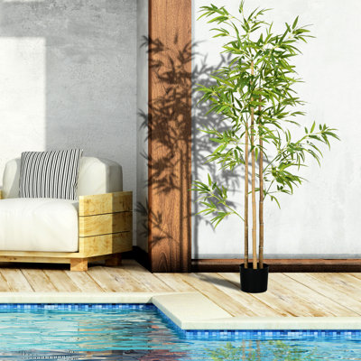 6Ft Artificial With Stable Base - Faux, Adds Style To Indoor For Home Decor Realistic Texture, No Pruning Needed