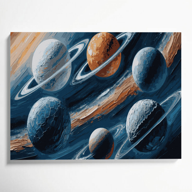 «Space Jupiters lunes», art mural sur toile gris