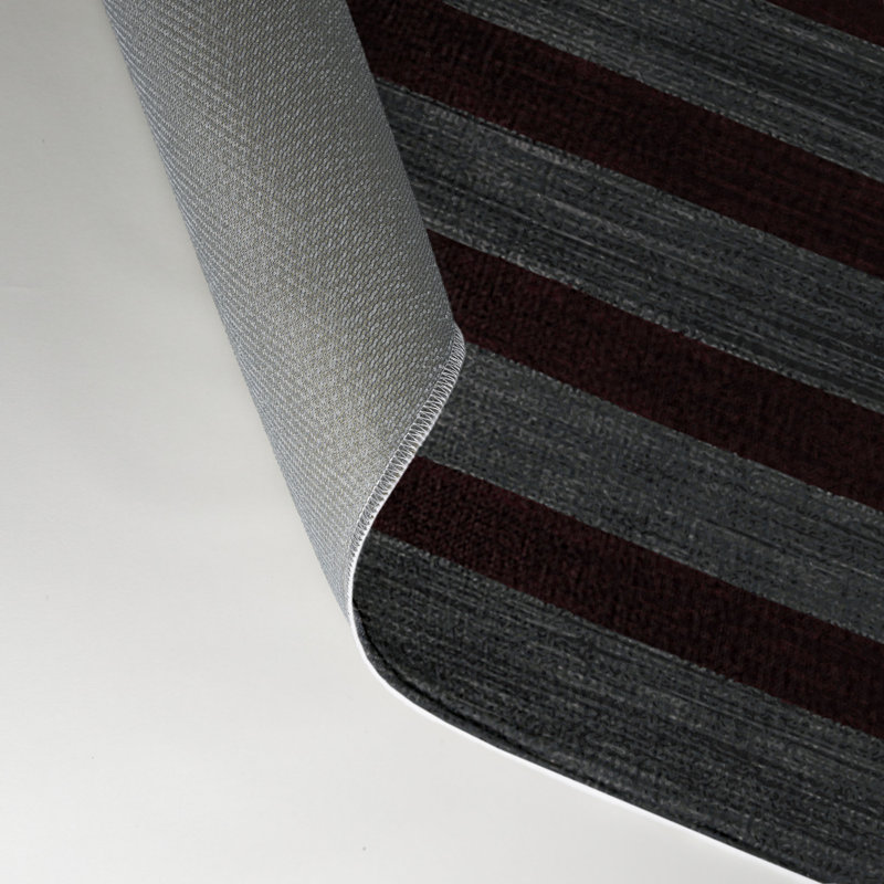 Tapis intérieur / extérieur brun HorizontalStripes, Rectangle 5 pi x 7 pi