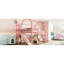 Lit double mezzanine rose avec glissade, structure, bruit et tablettes de rangement pour les escaliers en métal améliorant la chambre à coucher-130428426