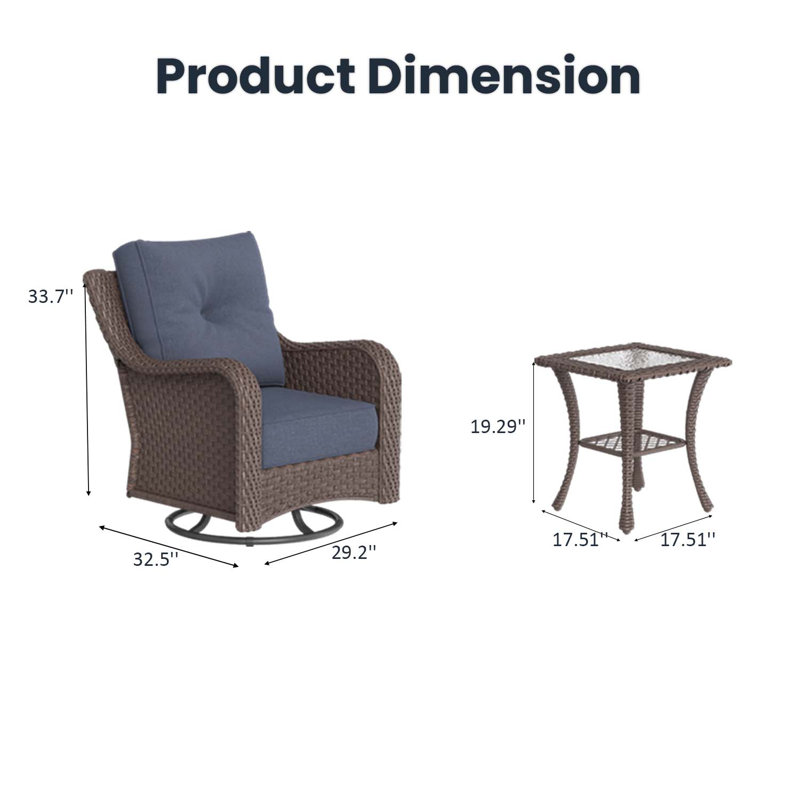 Metal Outdoor Lounge Chair, Brown, Navy