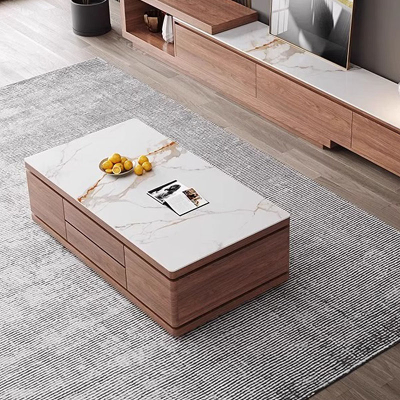 Table basse moderne de style nordique, H 19,7 po x l 59 po x P 33,5 po, Blanc