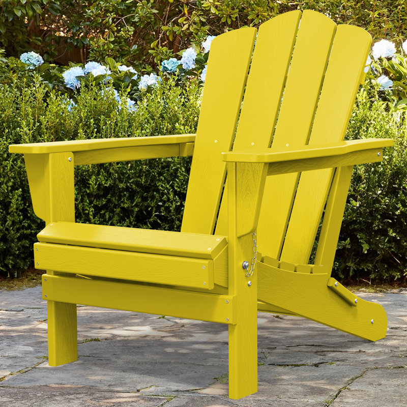Wolak Foldable Outdoor Adirondack Chair, Yellow