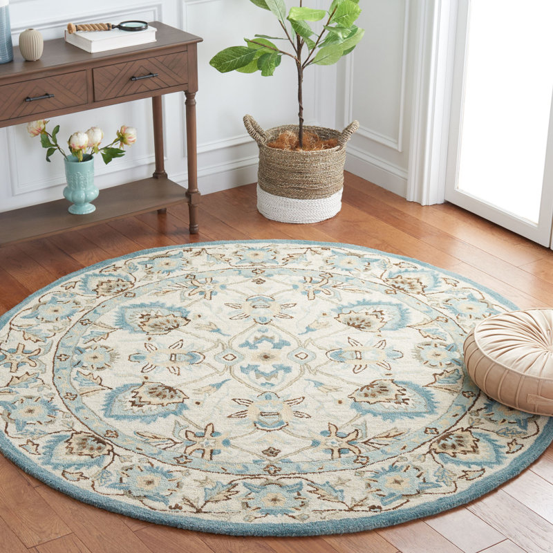 Morriss Hand Tufted Wool Oriental Rug, Round 6'