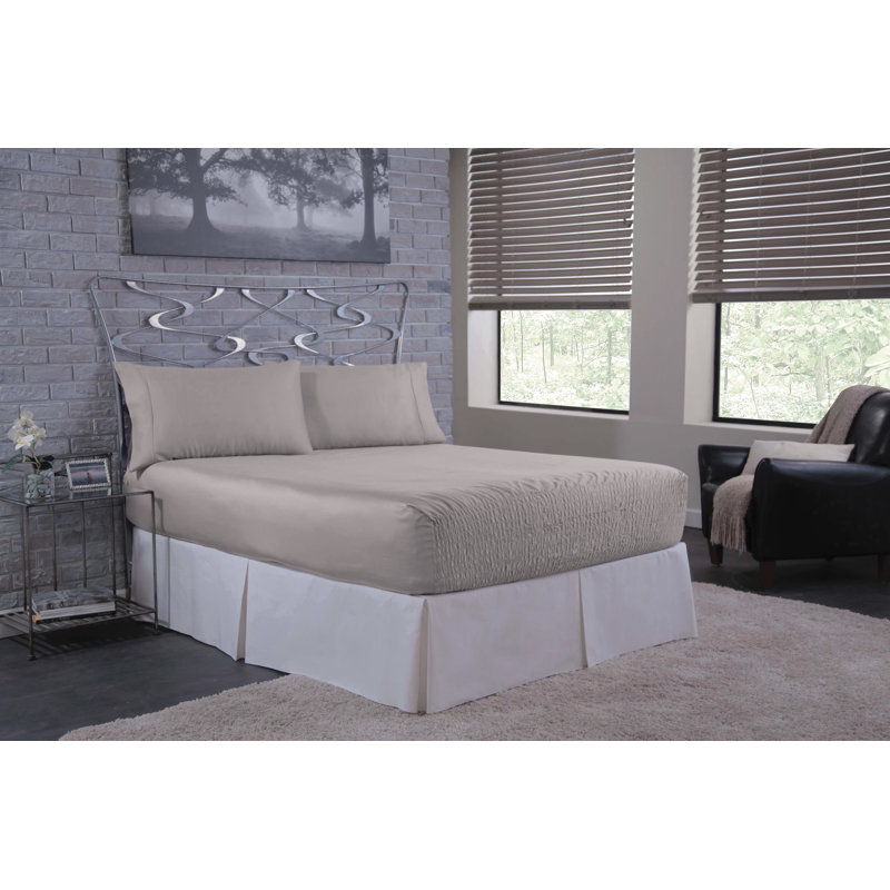 500 Thread Count Cotton BedTite Tight Grip Sheet Set, Full/Double Sheet Set with 2 Pillowcases, Silver