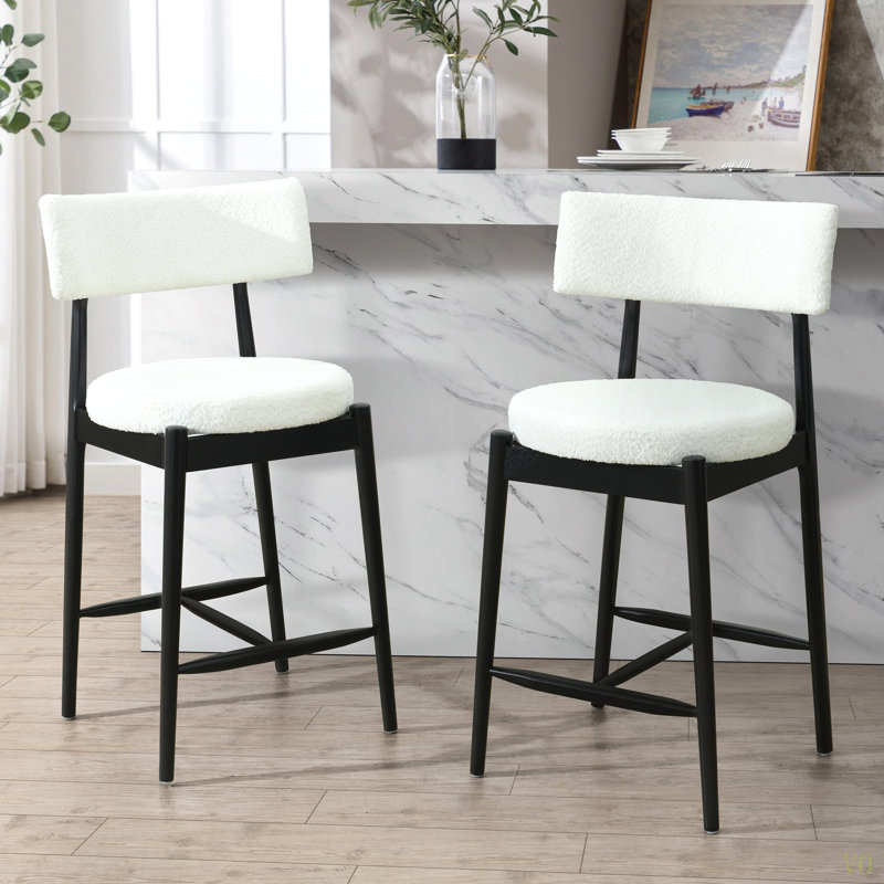 Tabouret de comptoir Mid-Century moderne (ensemble de 2), Noir