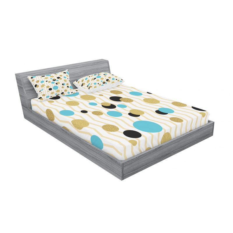 Microfiber Polka Dots Sheet Set, Queen Sheet Set + Fitted Sheet + 2 Pillowcases