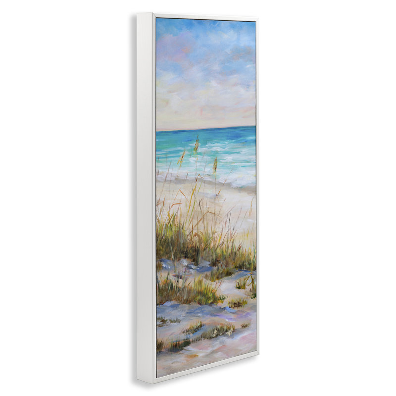 «Peaceful Beach Reeds», estampe numérique par Julie DeRice, Giclée encadrée blanc bord de mer, H 24 po x l 10 po