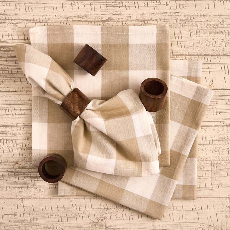 Check Napkin Set/4, Beige