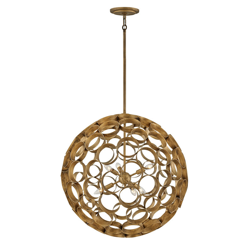 Centric 6-Light Orb Handcrafted Chandelier - Burnished Gold