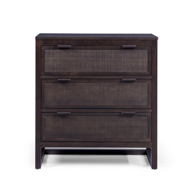 Solid Wood 76cm W 3 - Drawer Chest of Drawers, Black