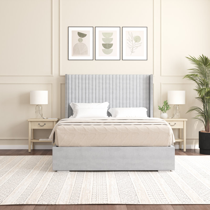 Shelton Upholstered Bed Frame, Super King (6'), Light Silver