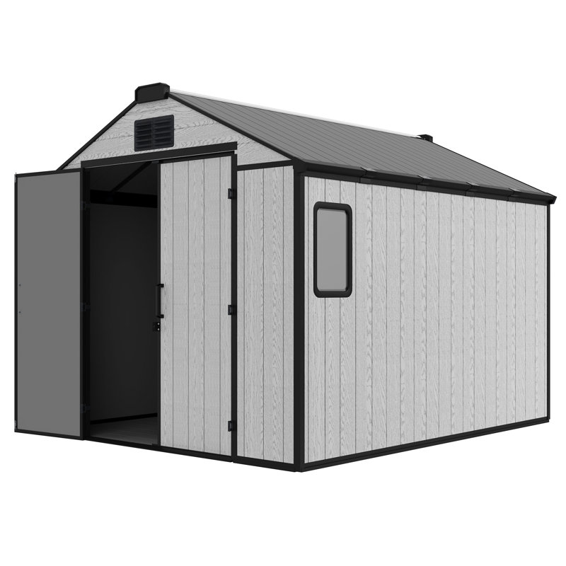 8 Ft. W X10 Ft. D  Resin Outdoor Storage Shed With Floor For Garden Patio Furniture And Tools