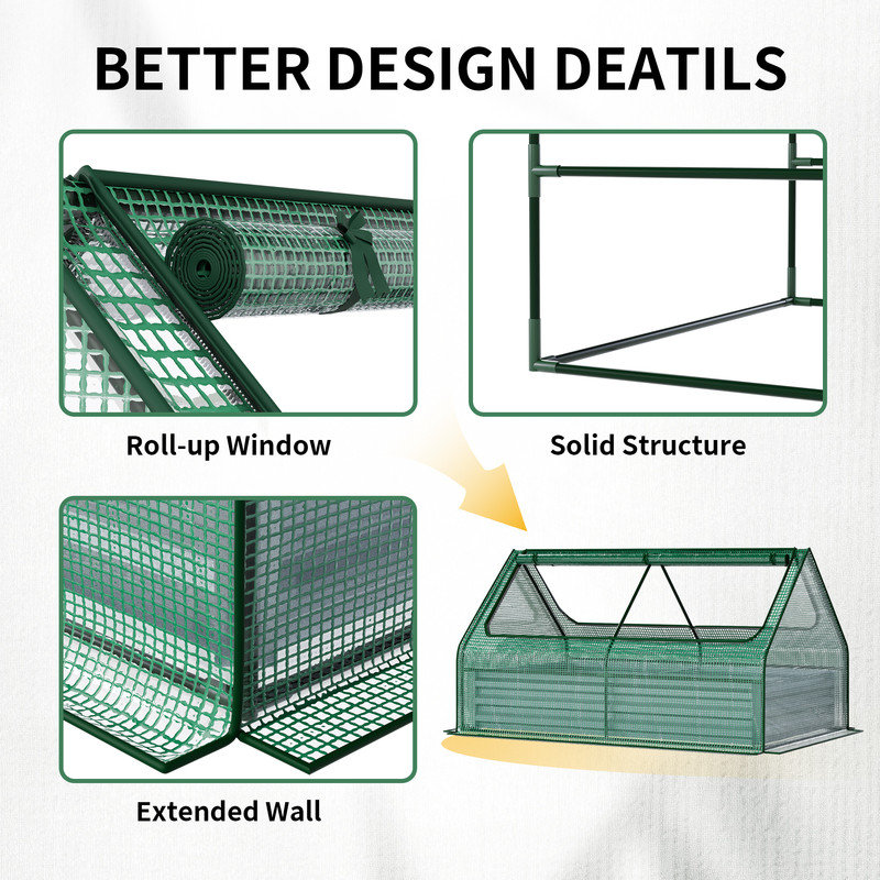Galvanized Raised Garden Bed with Cover, Metal Planter Box