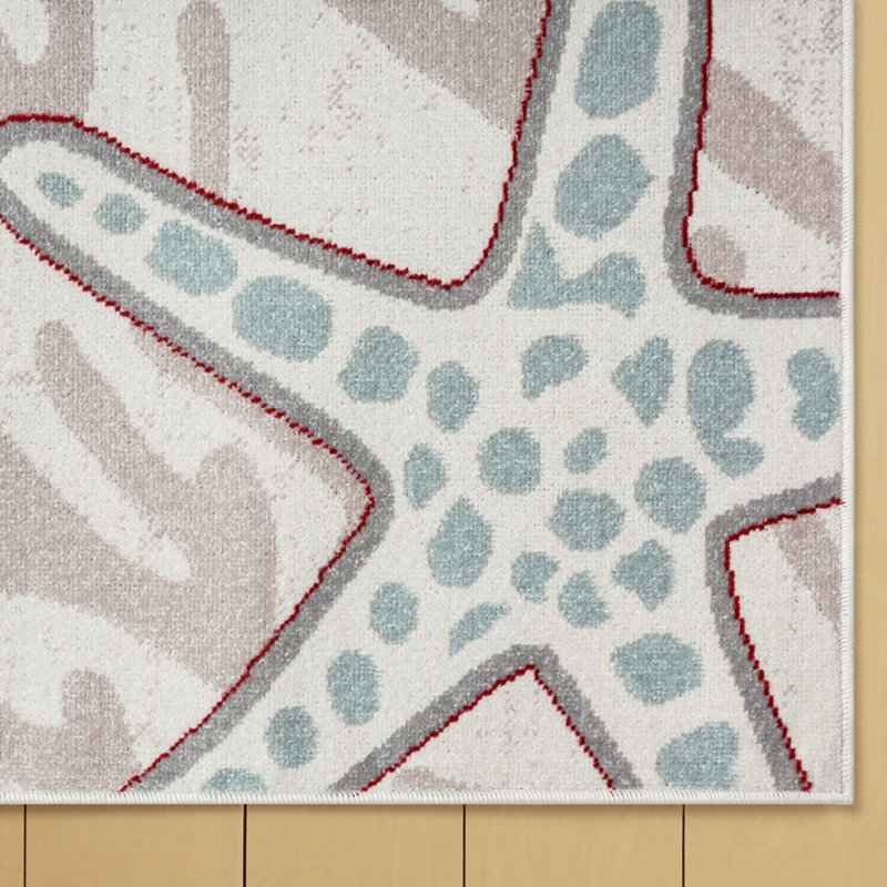 Tapis étoile de mer ivoire, Rectangle 7 pi 10 po x 10 pi 2 po