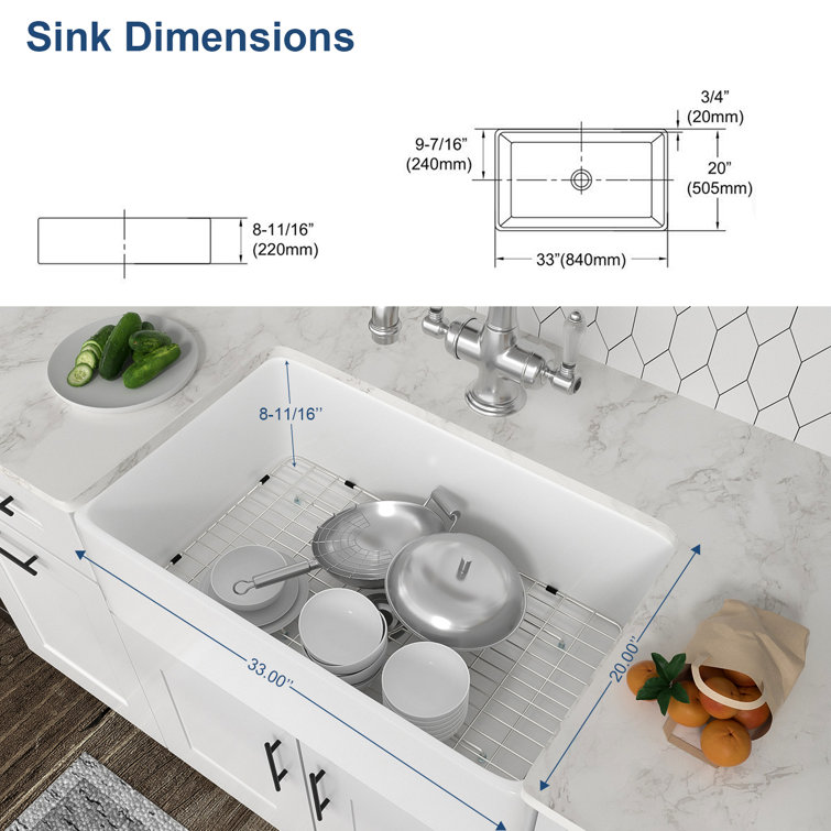 Beslend 32'' L Undermount Single Bowl Stainless Steel Kitchen Sink