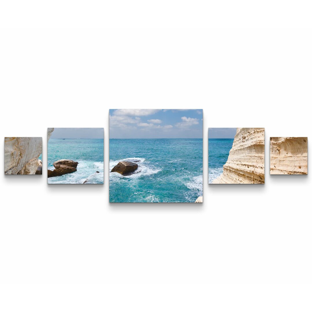 5-tlg. Leinwandbilder-Set Rosh Hanikra Felsen bei Israel