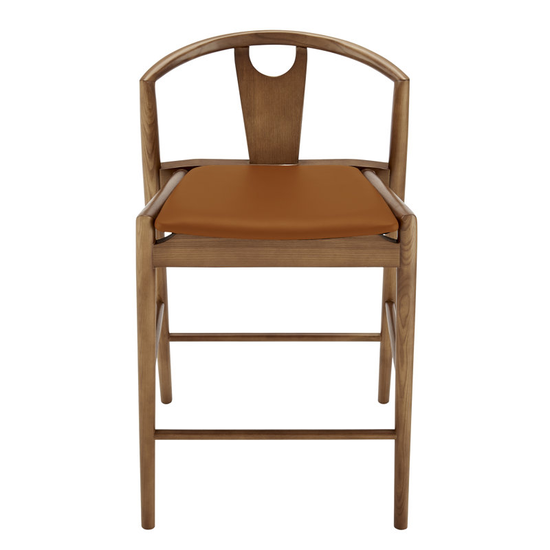 Tabouret de comptoir en cuir Ambra, Brun clair / brun