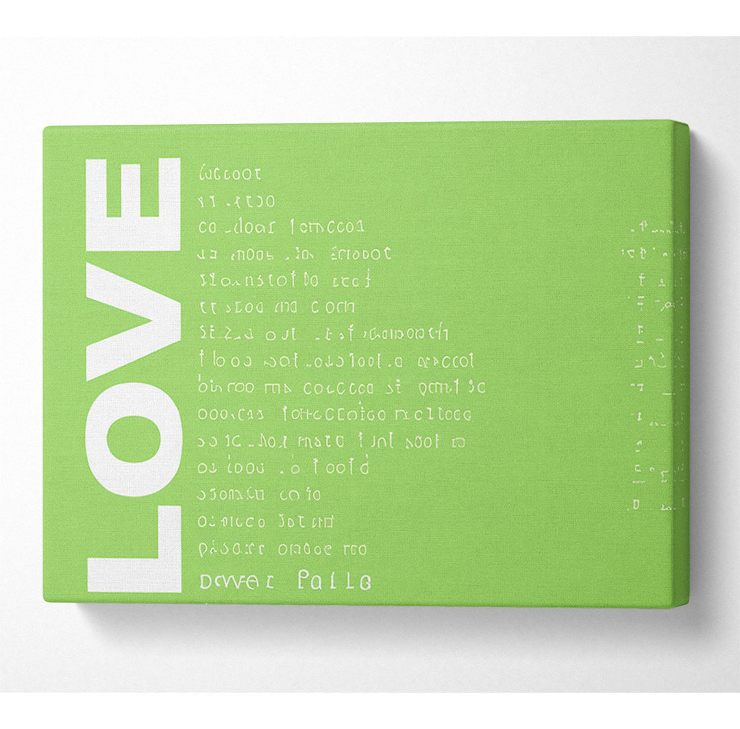 Liebe Zitat Liebe scheitert nie Lime Green - Wrapped Canvas Typografie