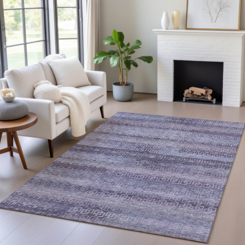 Machine Washable Indoor/Outdoor Xhevrie Plum Rug, Rectangle 9' x 12'