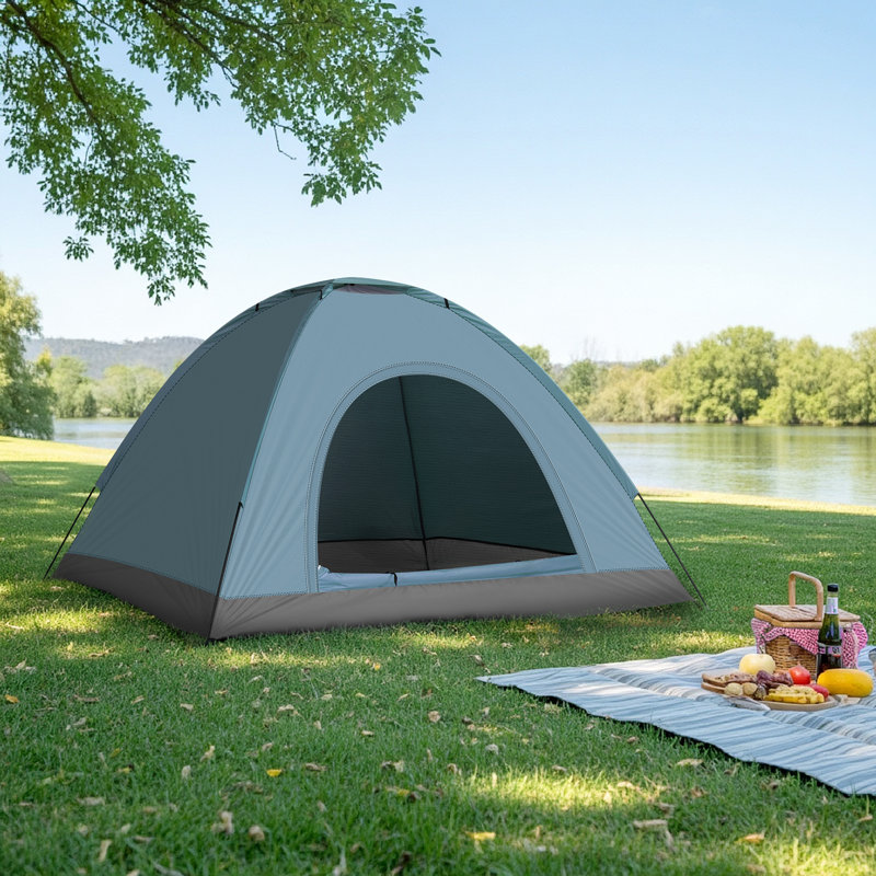 3-Person Dome-Shaped Portable Camping Tent, Blue