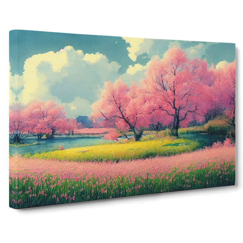 Spring Forest Watercolour Vol.2 - Wrapped Canvas Print, 40cm H x 60cm W x 3cm D