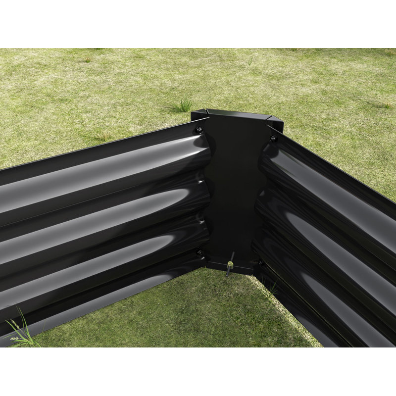 Rectangle Metal Raised Garden Bed (), Black, 11.81" H x 24" W x 47.24" D