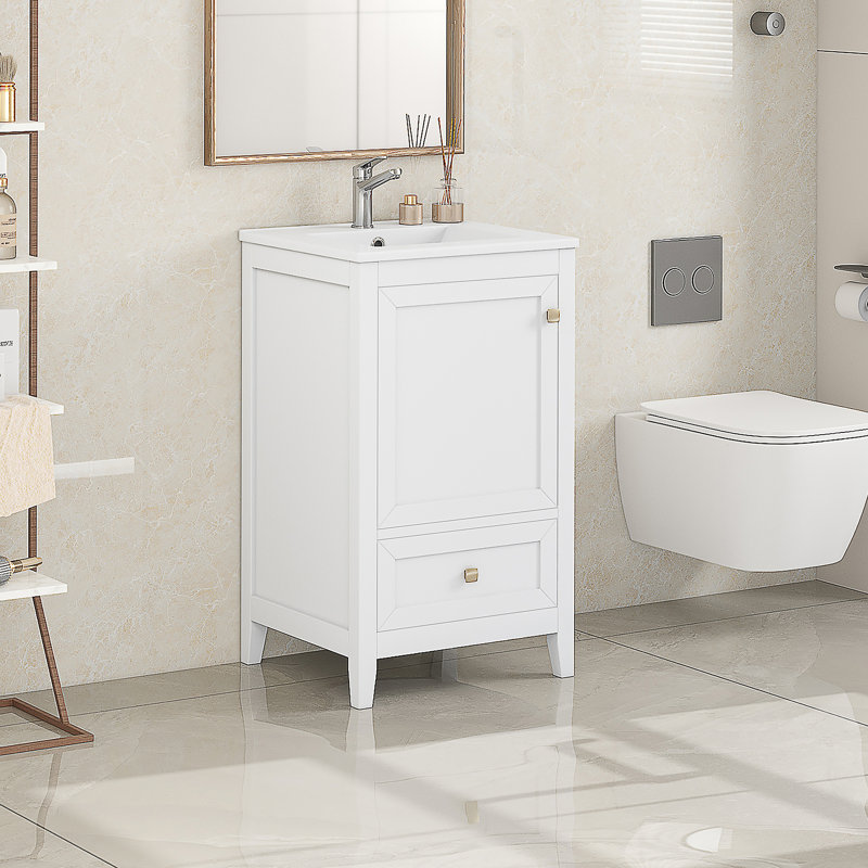 Meuble-lavabo de salle de bain avec lavabo, armoire, support de rangement et tiroir, matériaux de haute qualité, porte à fermeture douce pour une solution de salle de bain pratique