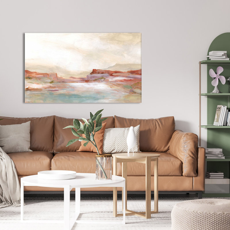 «Twilight Desert Mirage» par Carol Robinson - Peinture, L 30 po x H 18 po, Toile tendue