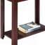 Grande table de bout en bois 24 po avec finition cerisier foncé et plateau en marbre