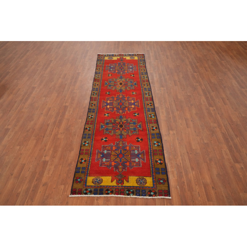 Tapis de couloir géométrique traditionnel en laine 3 x 10