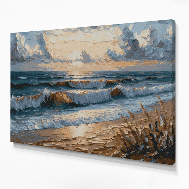 «Coastal Evening Beach», art mural sur toile grise, H 11 po x l 14 po