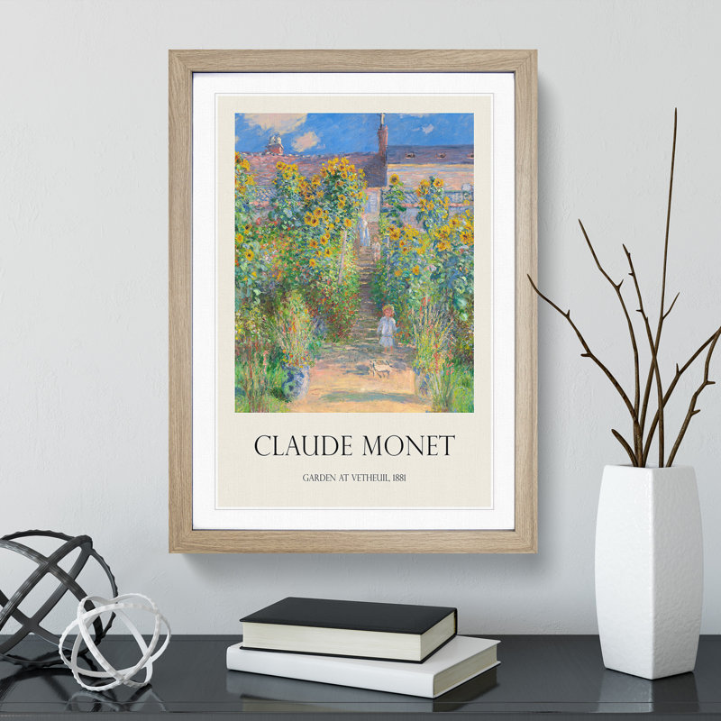 Garden At Vetheuil by Claude Monet - Single Picture Frame Print, 65cm H x 48cm W x 2cm D, Oak Framed