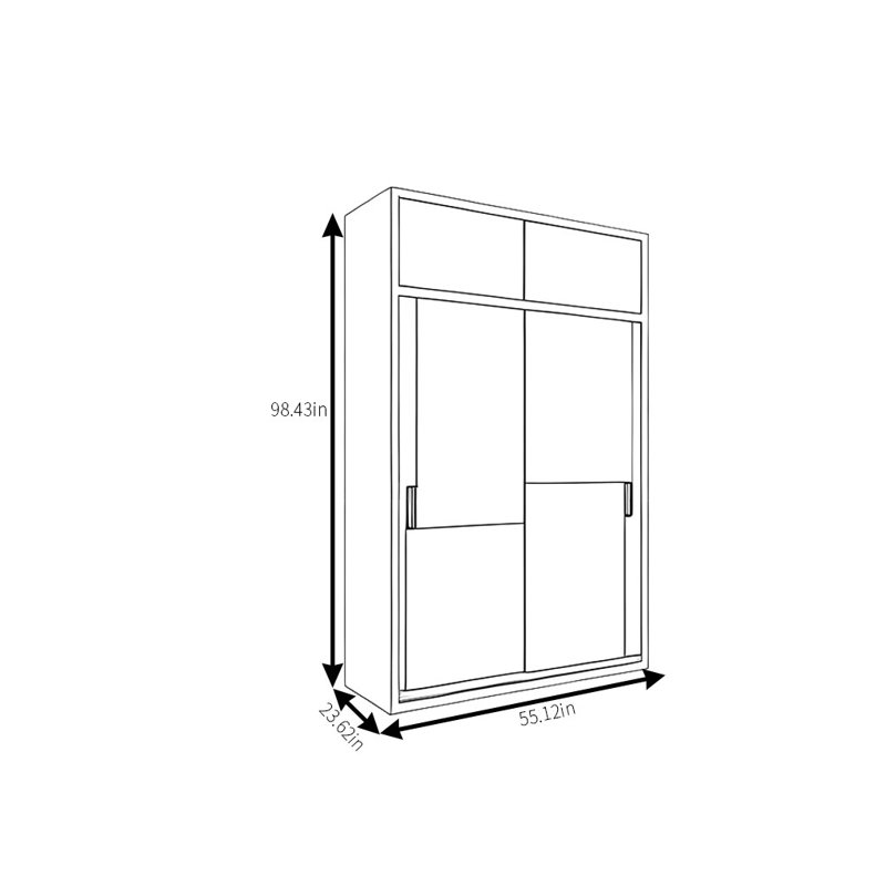 Armoire moderne à porte coulissante simple, H 98,43 po x l 55,12 po x P 23,62 po