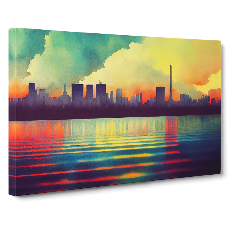 Unbeatable Watercolour Skyline - Wrapped Canvas, 50cm H x 76cm W x 3cm D