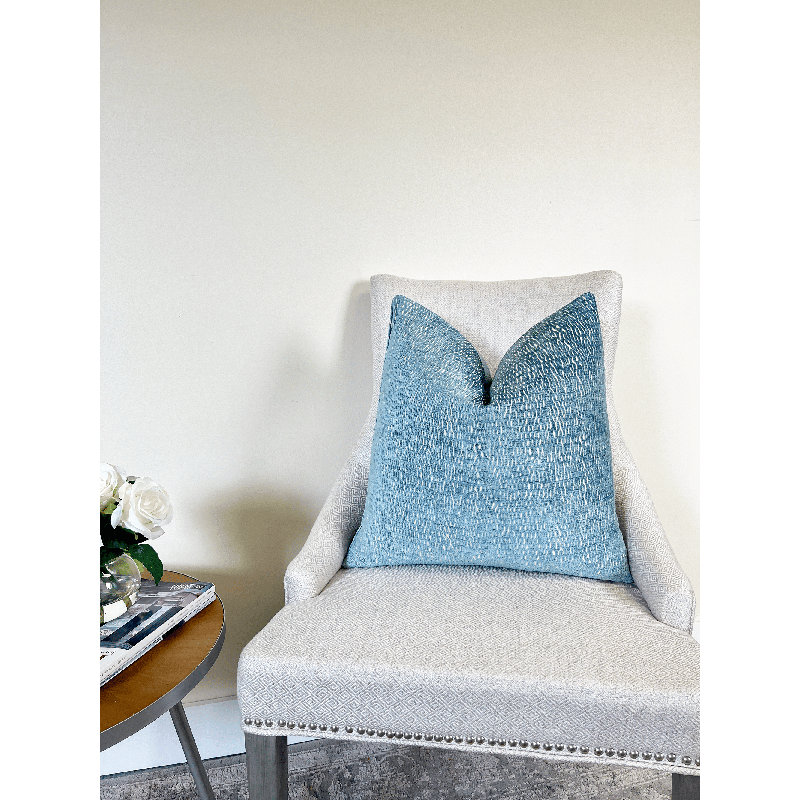  Housse de coussin en chenille, H 20 po x l 20 po, Bleu céruléen