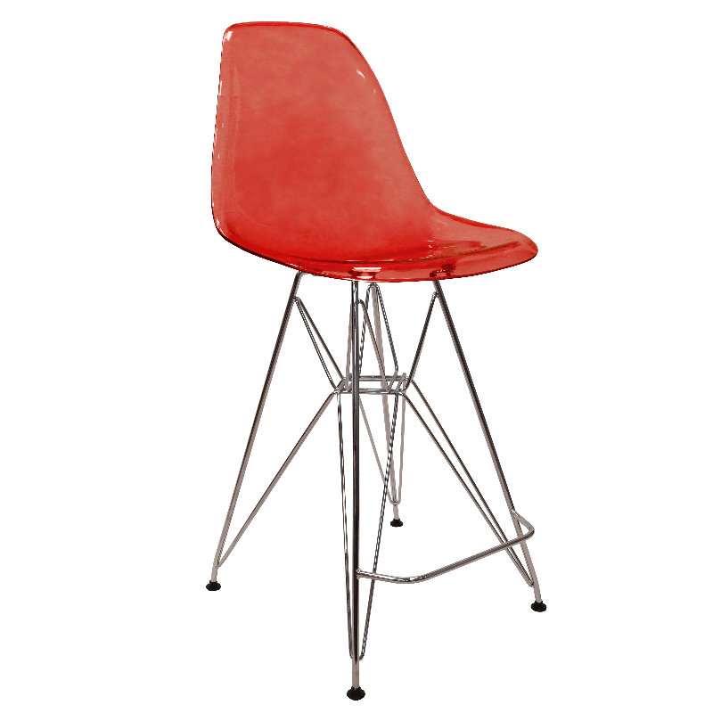 Tabouret de bar Juhani en acrylique moderne avec structure en acier chromé, tabouret fantôme sans dossier de 29,5 po de hauteur pour îlot de cuisine et table de pub, capacité de 300 lb robuste, siège en lucite transparent avec repose-pieds
