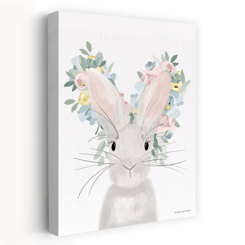 Art floral de lapin floral, H 24 po x l 16 po
