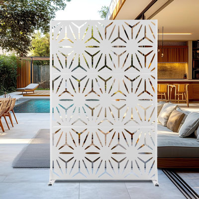 Metal Privacy Panel Set, 4’W x 6’H – Freestanding or Wall-Mount, Outdoor Privacy Screen for Indoor & Outdoor Use