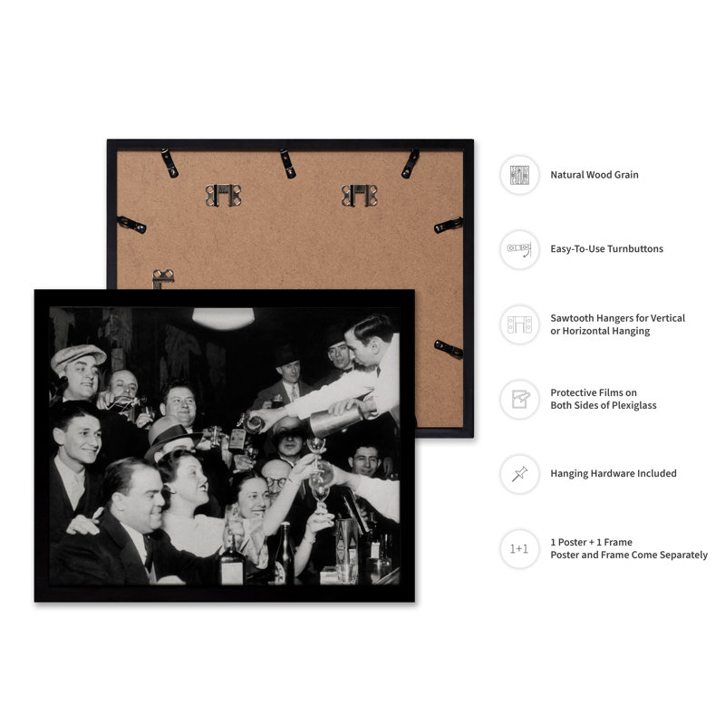 «Night That Prohibition Ends», 08"H x 10"W, Poster, Black Framed
