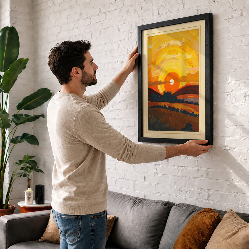 Sun Over Dark Lands Geometric - Print, A1 - 84.1 x 59.4 cm, White